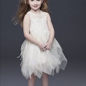 Handkerchief Hem Tulle and Lace Flower Girl Dress